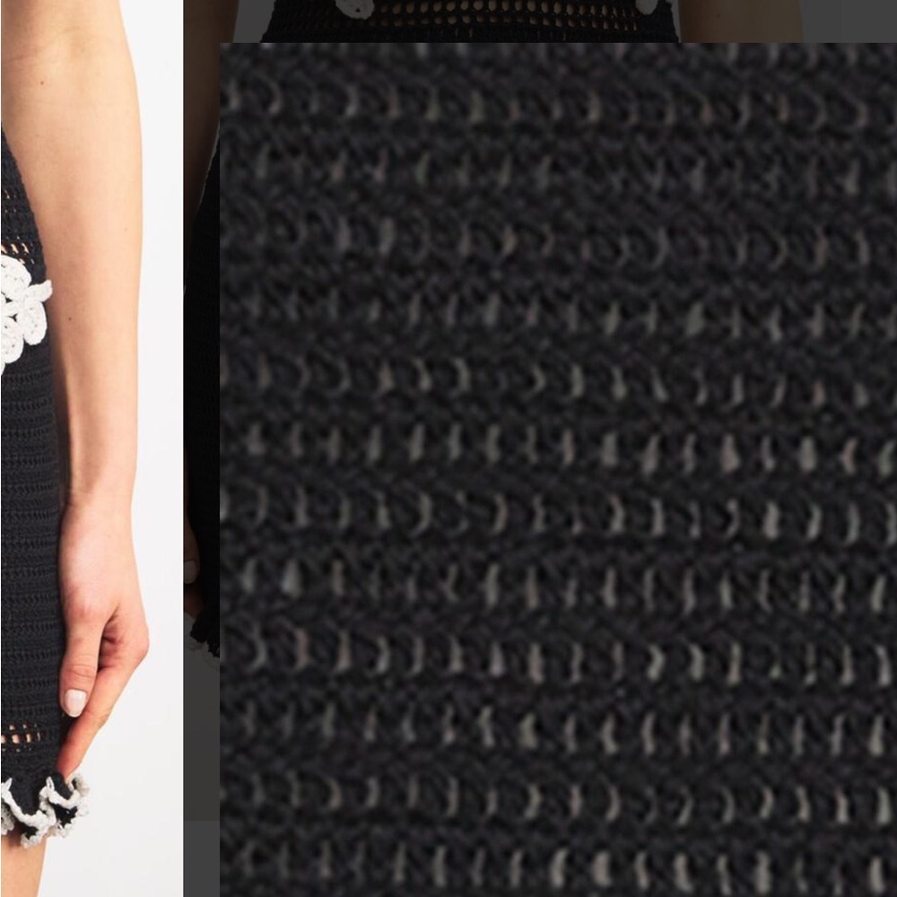 PatBI Black Crochet Halter Mini Dress with White Floral Appliqués - Picture 12 of 12